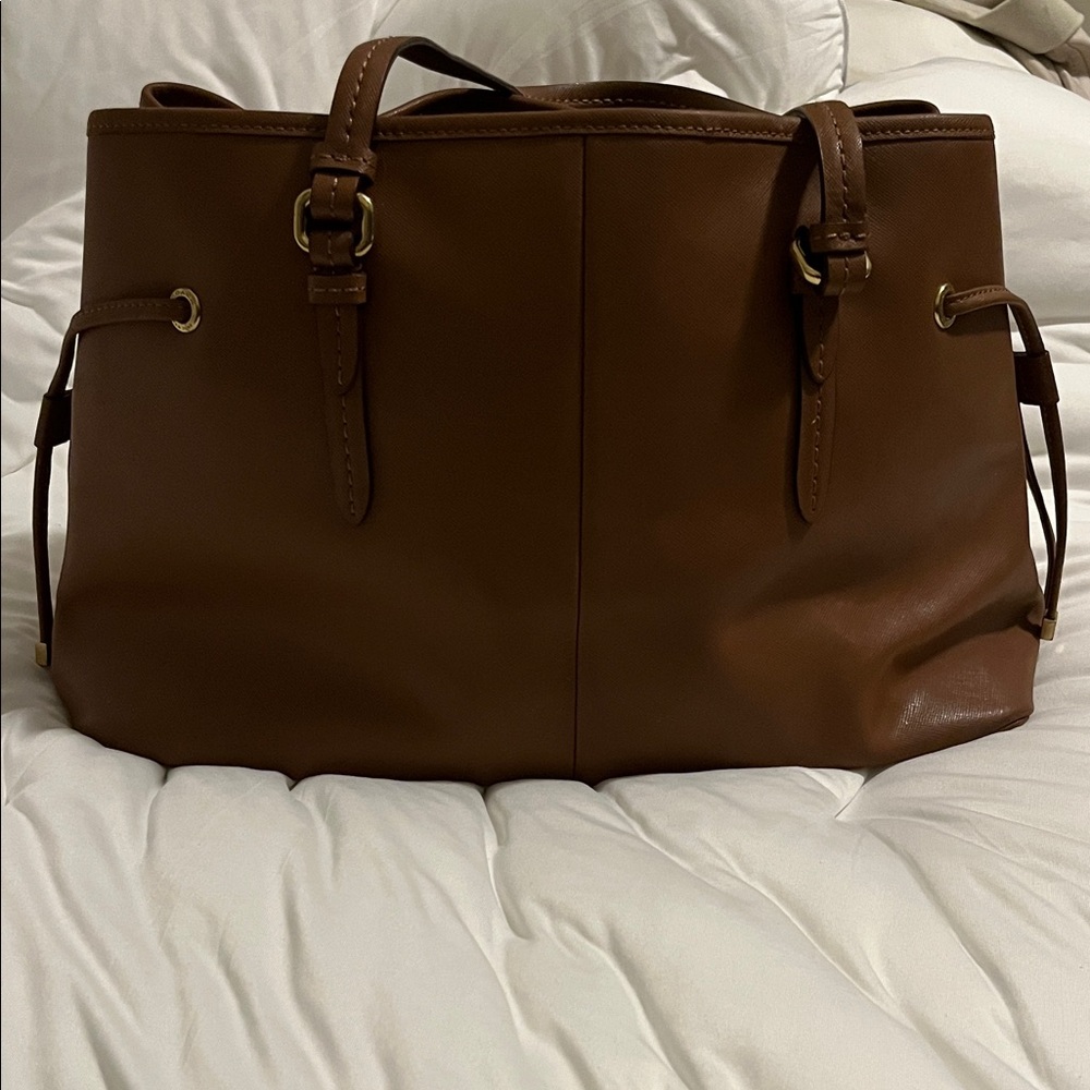 Coach Payton Chestnut Brown Leather Tote with Gold Accents - Picture 7 of 16